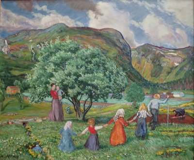 Noors Nynorsk:  Zomerwind en spelende kinderen
Noors Bokmål:  Zomerwind en spelende kinderen door Nikolai Astrup