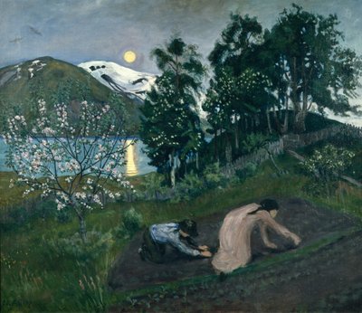 Lenteavond in de tuin door Nikolai Astrup