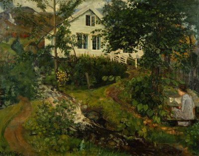 De oude pastorie, voor 1908 door Nikolai Astrup