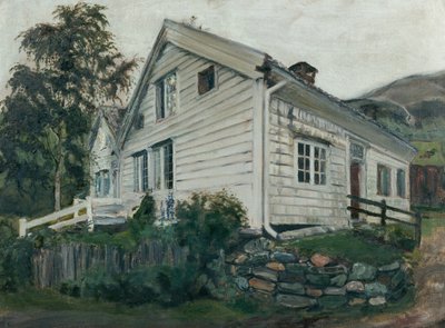 De pastorie in regenachtig weer door Nikolai Astrup