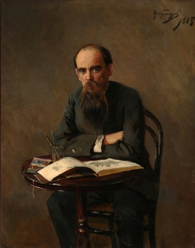 Portret van de schilder Yefim Yefimovich Volkov 1844-1920, 1885 door Nikolai Dmitrievich Kuznetsov