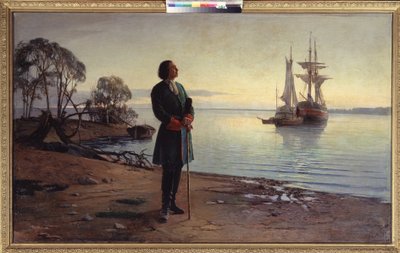 Hier zal een stad worden gebouwd. De tsaar Peter de Grote door Nikolai Florianovich Dobrovolsky