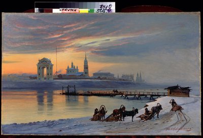 Uitzicht op de Angara-rivier in Irkoetsk, Siberië door Nikolai Florianovich Dobrovolsky