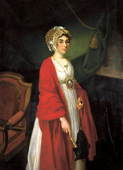 Portret van de Actrice en Zangeres, Gravin Praskovya Sheremetyeva, Zhemchugova 1768-1803 door Nikolai Ivanovich Argunov