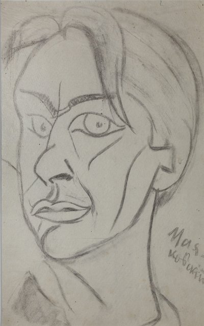Dichter Vladimir Mayakovsky 1893-1930, 1913 door Nikolai Ivanovich Kulbin