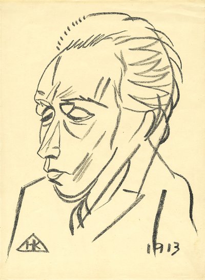 Portret van de dichter Velimir Khlebnikov door Nikolai Ivanovich Kulbin