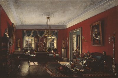 De salon in het Nashchokin-huis in Moskou, begin 1840s door Nikolai Ivanovich Podklyuchnikov