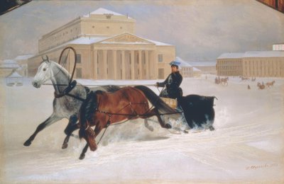 Paardenslee voor het Bolsjoj-theater in Moskou door Nikolai Jegorowitsch Swertschkow