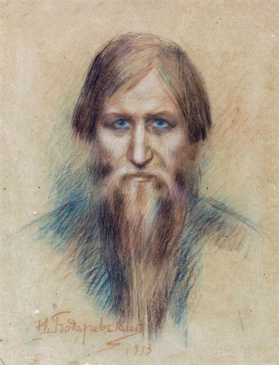 Portret van de Russische mysticus Grigori Raspoetin door Nikolai K. Bodarevski
