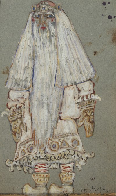 Ded Moroz. Kostuumontwerp voor het toneelstuk Sneeuwmeisje door A. Ostrovsky door Nikolai Konstantinowitsch Roerich