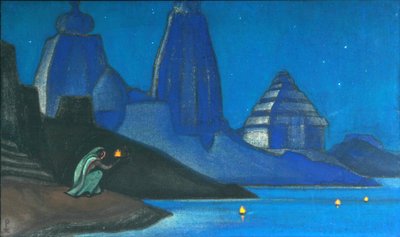 Vlam van geluk op de Ganges, 1947 door Nikolai Konstantinowitsch Roerich