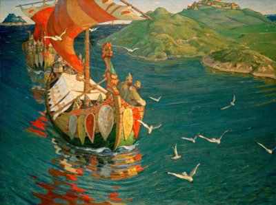 Kooplieden uit overzee door Nikolai Konstantinowitsch Roerich