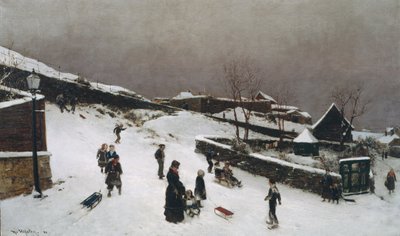 Winterbeeld van Nordnes, Bergen door Nikolai Martin Ulfsten