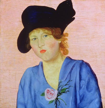 Portret van een vrouw in blauw door Nikolai Nikolaevich Popov