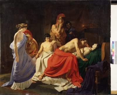 Achilles treurt om de dood van Patroclus door Nikolai Nikolajevitch Gay