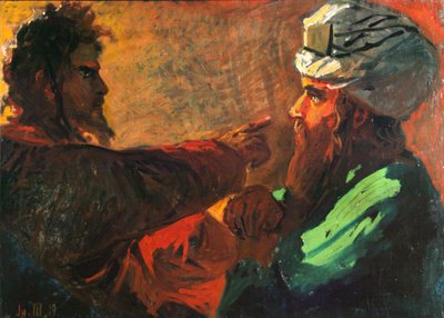 Christus en Nicodemus Studie, 1889 door Nikolai Nikolayevich Ge