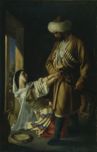 Leila en Khadji Abrek naar het gedicht van M. Lermontov, 1852 door Nikolai Nikolayevich Ge