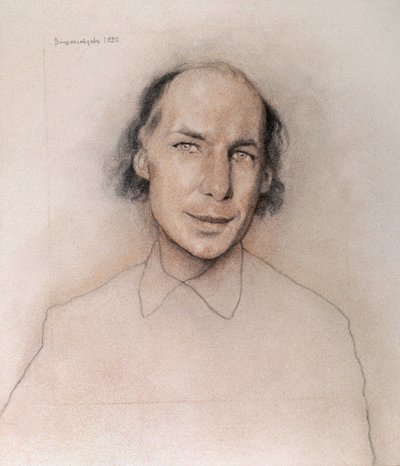 Portret van Russische schrijver Andrei Biely door Nikolai Nikolayevich Vysheslavtsev