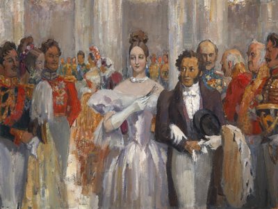 Alexander Pushkin met zijn vrouw op het bal door Nikolai Pavlovich Ulyanov