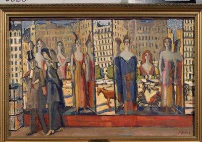 De Parijse etalages - Schilderij van Nikolai Pavlovich Ulyanov door Nikolai Pavlovich Ulyanov