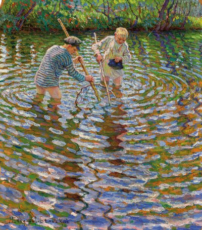 Jonge Jongens die op Kreeften Vissen door Nikolai Petrovich Bogdanov Belsky