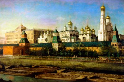 Uitzicht op het Kremlin van Moskou, 19e eeuw door Nikolai Podklyuchnikov