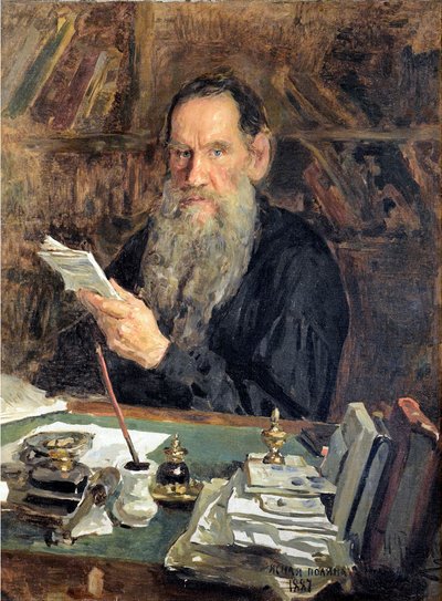 Portret van de auteur graaf Lev Nikolajevitsj Tolstoj door Nikolai Vasilievich Orlow