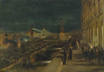 Verlichting van Moskou ter gelegenheid van de Kroning van Keizer Alexander III op 15 mei 1883, 1883 door Nikolai Yegorovich Makovsky