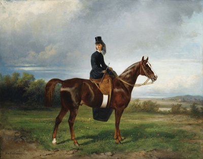 Ruiterportret van Seymourina Poirson, née Cuthbertson door Nikolai Yegorovich Sverchkov