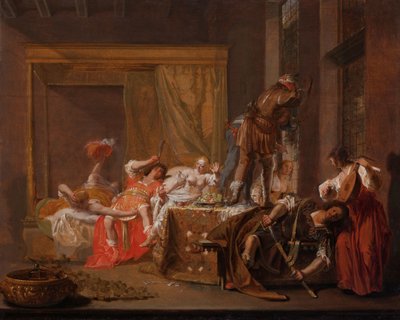 Scène van de Bruiloft van Messalina en Gaius Sillius, ca. 1645-50 door Nikolaus Knüpfer