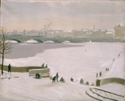 Oversteken van de bevroren Nevarivier, 1935 door Nikolay Fyodorovich Lapshin