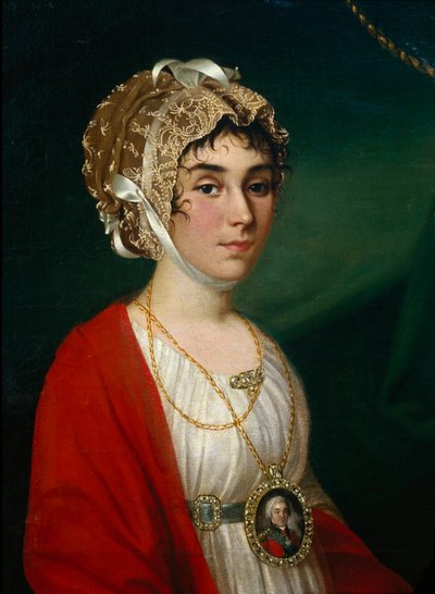 Portret van de Actrice en Zangeres, Gravin Praskovya Sheremetyeva Zhemchugova 1768-1803, 1802 door Nikolay Ivanovich Argunov