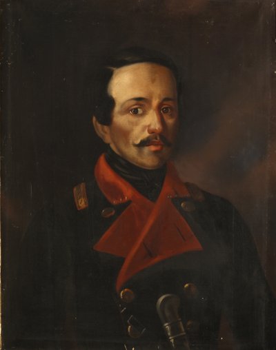 Portret van de dichter Mikhail Lermontov 1814-1841, 1854-1858 door Nikolay Ivanovich Polivanov