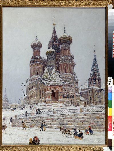 Het Rode Plein in Moskou met uitzicht op de Sint-Basiliuskathedraal door Nikolay Nikanorovich Dubovskoy
