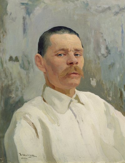 Portret van Maxim Gorky (1868-1939) 1910 door Nikolay Pavlovich Shlein