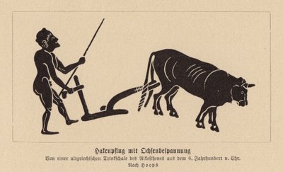 Oude Griekse os-getrokken ploeg door Nikosthenes