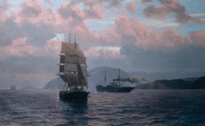 Bijeenkomst in de Drøbak inham door Nils Hansteen