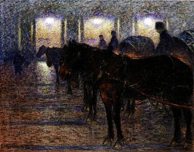 Paard en wagen buiten het Operahuis, Stockholm door Nils Kreuger
