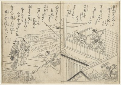 Theehuis langs een rivier door Nishikawa Sukenobu (attributed to)