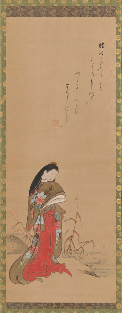 Dame Ise aan de rivier, late 18e eeuw door Nishikawa Sukenobu