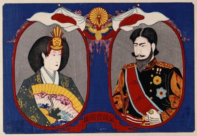 Portretten van hun Keizerlijke Majesteiten, Keizer en Keizerin Meiji door Nobukazu Watanabe
