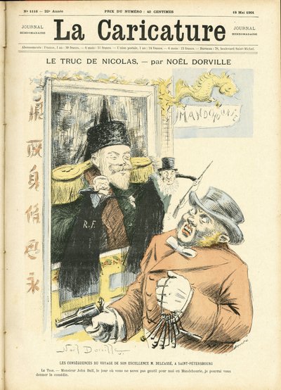 Illustratie van Noel Dorville voor de omslag van La Caricature (1880) door Noel Dorville