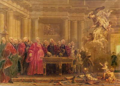 De Magistraten van Parijs Ontvangen Nieuws van de Vrede, 21 juni 1763 door Noel Halle