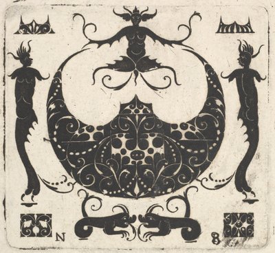 Maanvormige Ring Bezel en Groteske Figuren, ca. 1620-30 door Noel Rouillard