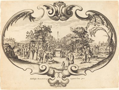 Ontwerp voor een Waaier: Hofelijke Figuren in een Landschap door Noël Cochin