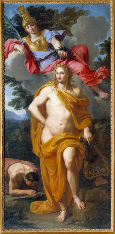 Apollo gekroond door Minerva door Noël Coypel