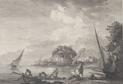 Uitzicht op de overblijfselen van de Tempel van Venus op het eiland Nisida dicht bij Pouzzol, 1761 door Noël Le Mire