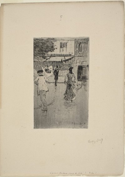 Avenue Trudaine op een Regenachtige Dag door Norbert Goeneutte