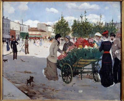 Bloemist op Boulevard Rochechouart in Parijs door Norbert Goeneutte