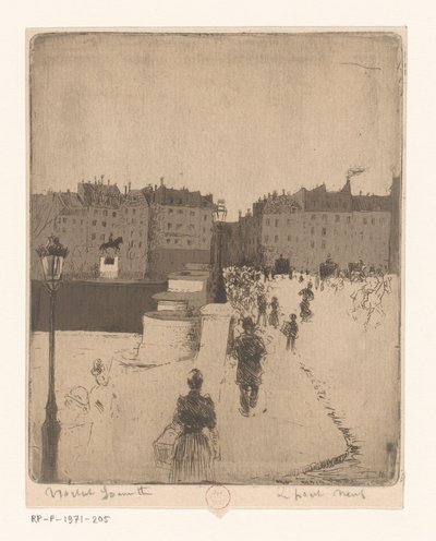 Gezicht op de Pont Neuf in Parijs door Norbert Goeneutte